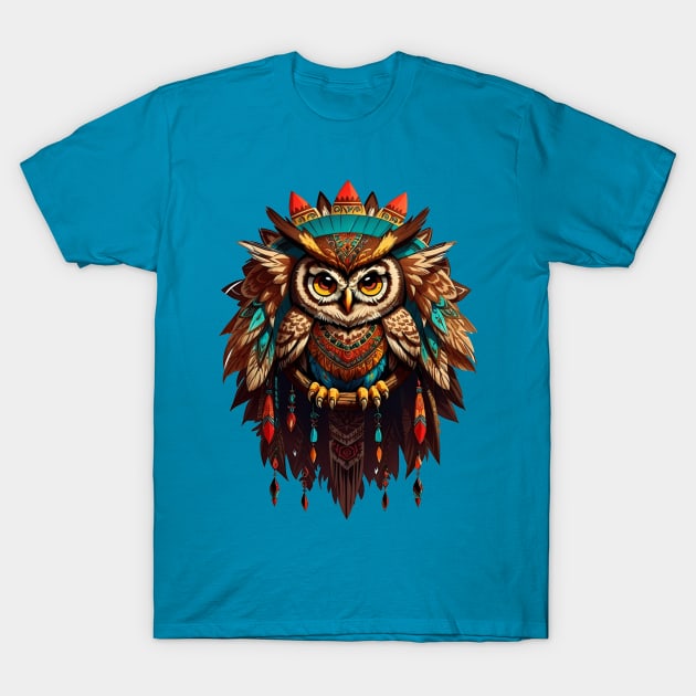 Tribal Owl T-Shirt by Whole Lotta Pixels